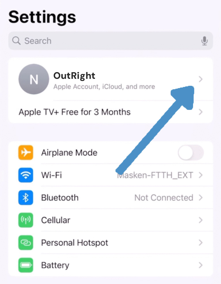 At the top of the screen, tap your Apple ID.