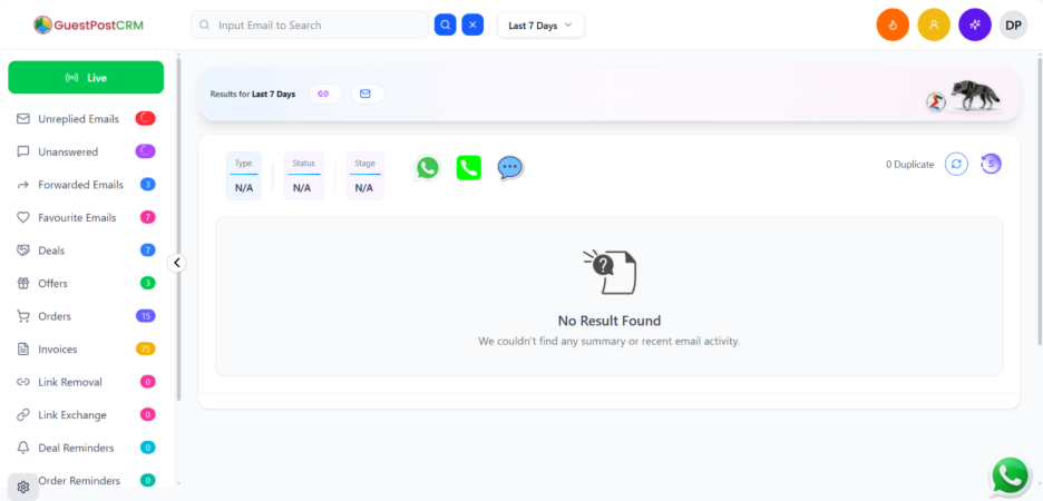 GuestPostCRM Dashboard