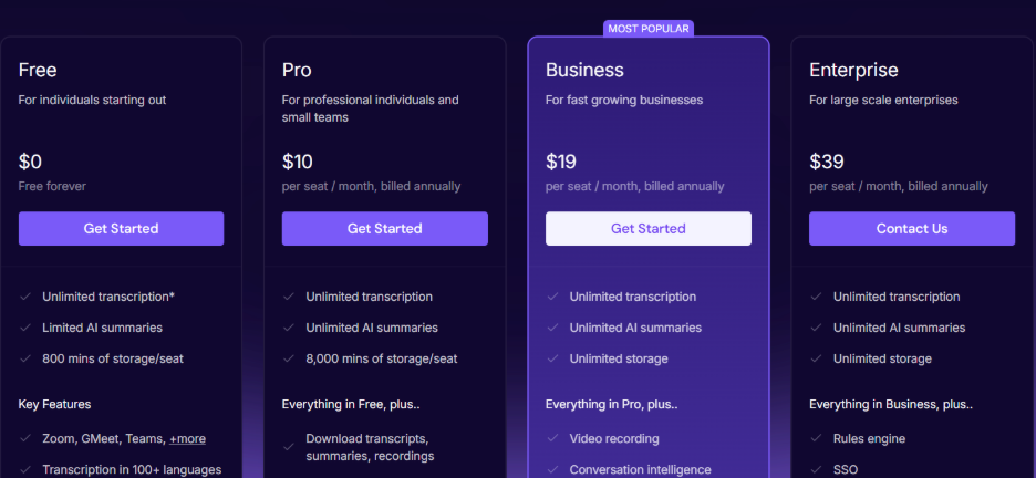 Fireflies.ai Pricing Plan: