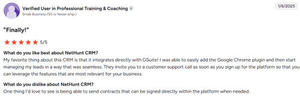 NetHunt CRM customer reviews 