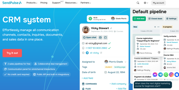 NetHunt CRM alternative - SendPulse 