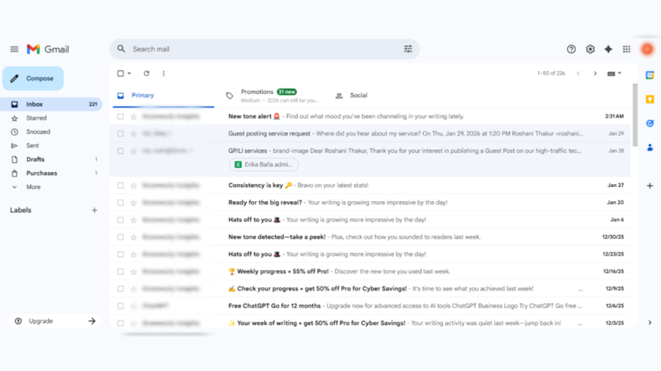 Log in to the Gmail app on your desktop or smartphone