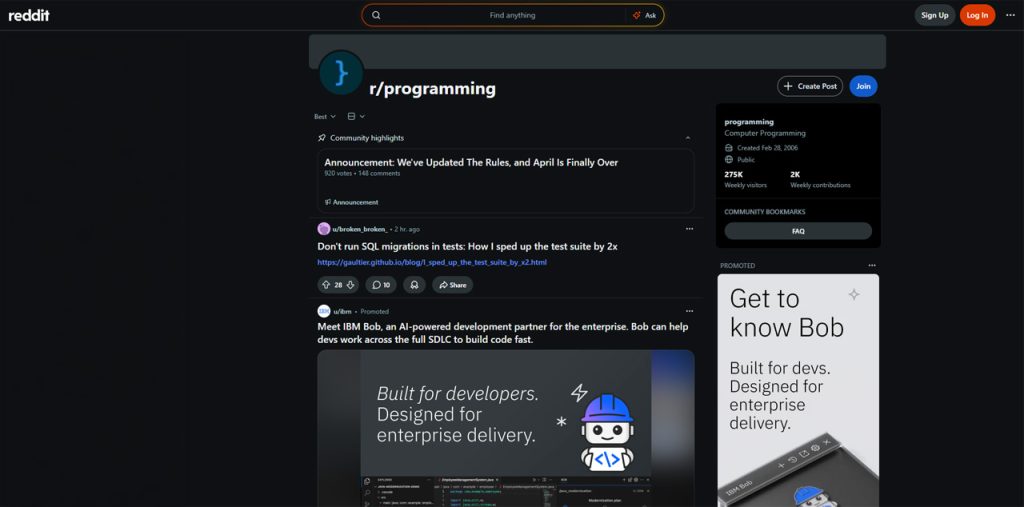 Reddit Programming Communities