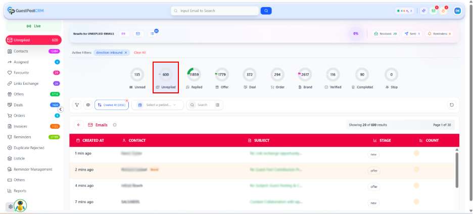 GuestPostCRM Follow up feature