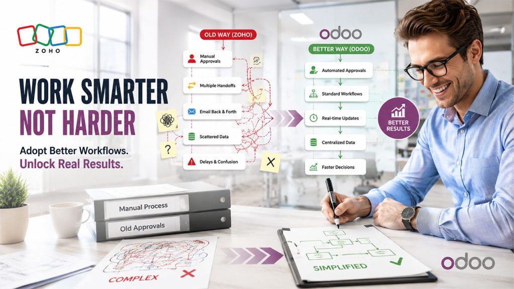 Business process mismatch during Zoho to Odoo migration and workflow optimization for successful ERP implementation.