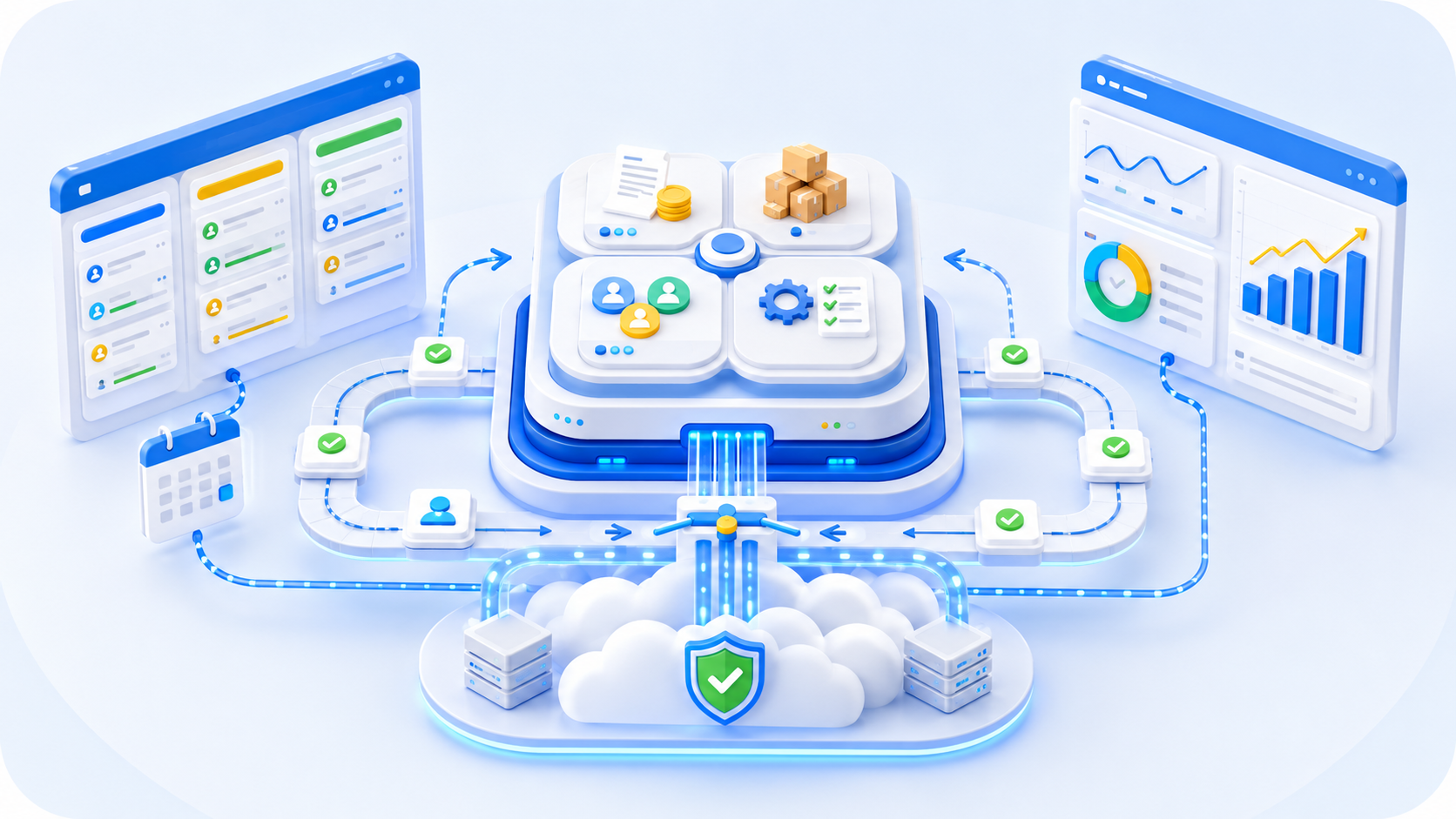 Business technology systems illustration